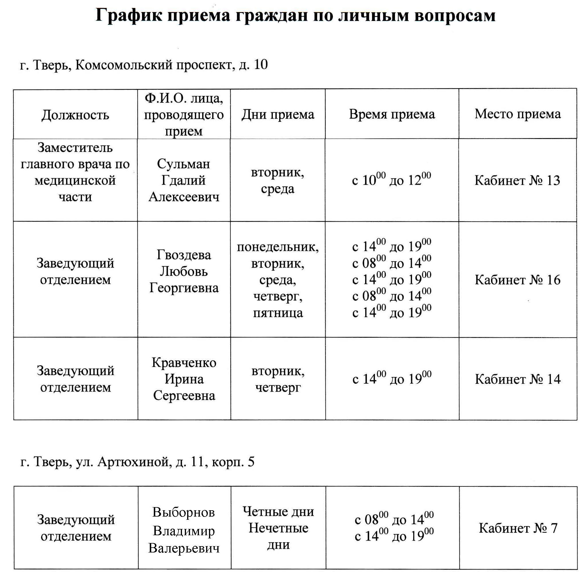 График приема граждан